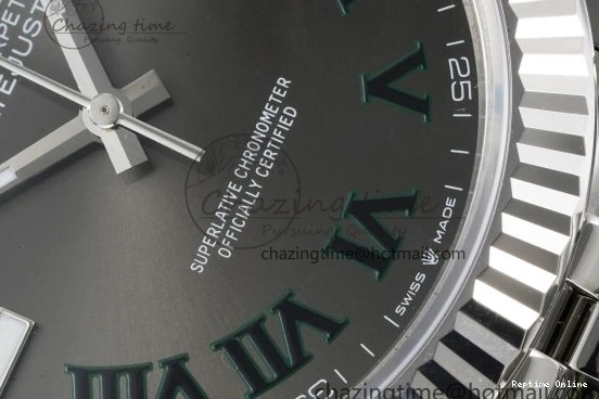 0410 DateJust 41 SS Fluted Bezel KING 1:1 Best Edition 904L Steel Gray Green Roman Dial on Jubilee Bracelet VR Contemporary 2204